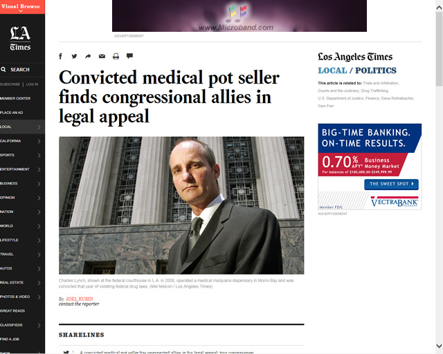 Los Angeles Times Headline Article about Charles C. Lynch