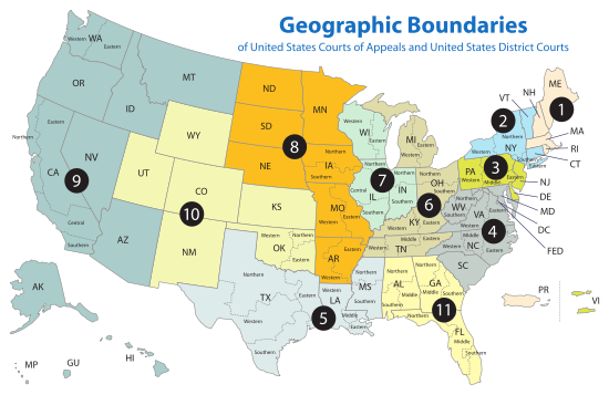 US Court of Appeals and District Court map svg